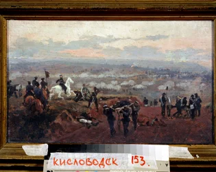 Attaque sur les monts Verts - Épisode de la guerre de Crimée (1853-1856) - Peinture de Nikolai Dmitrievich Dmitriev-Orenburgsky (Dmitriev-Orenbourgski ou Dmitriev Orenburgsky ou Dmitriev-Orenburgsky) (1837-1898)