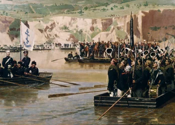 Les Russes traversant le Danube à Svishtov en juin 1877, années 1870