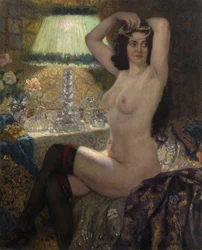 Près de la lampe verte