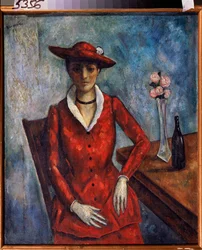 Une femme en rouge