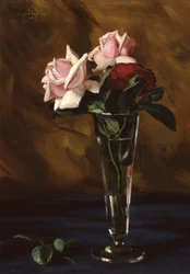 Arrangement avec des roses dans un verre