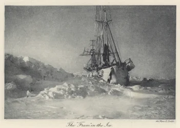 Le "Fram" dans la glace (photo n/b)