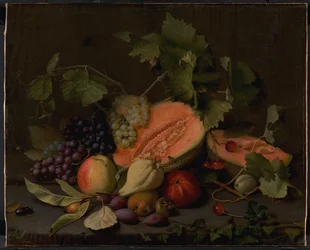 Nature morte avec melons et raisins