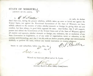 Serment de loyauté de O. S. Fuller du Missouri, comté de St. Louis