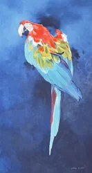 Ara rouge et bleu, 2002 (acrylique sur lin)