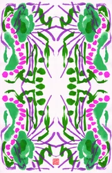 Motif floral vert paon et rose, 2023
