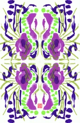 Motif floral violet vert