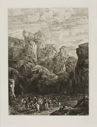 Le gué : paysage avec cavaliers