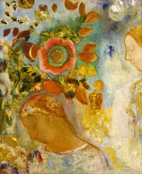 Deux jeunes filles parmi les fleurs