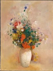Vase de fleurs (fond rose)