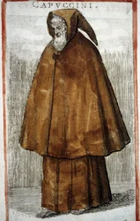 Ordre religieux : Capucin. Gravure du 16e siècle