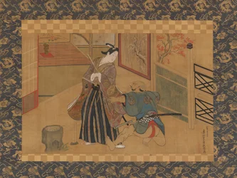 Pièce de Kabuki Kusazuribiki des Contes de Soga Soga monogatari, 18ème siècle