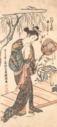 Femme en kimono desserré sortant du bain, vers 1755