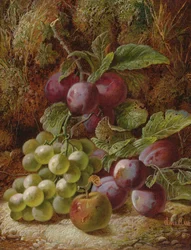 Nature morte avec prunes et raisins
