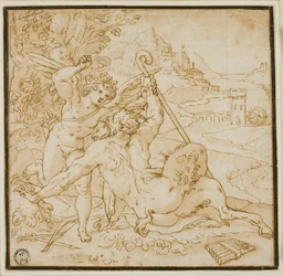 Cupidon surmontant Pan