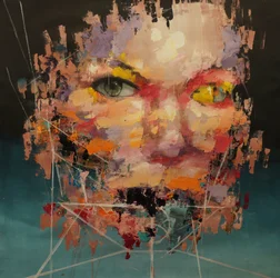 Modèle de couleur déformée 2 , 2018-2025 (acrylique et huile sur toile)
