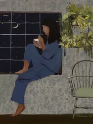 Repas à la fenêtre au clair de lune