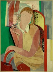 Inge III, avec cigarette et chaise en rotin