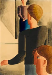 Trois figures dans la pièce Geste simple, 1928