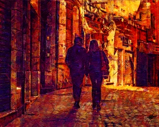 Promenade nocturne romantique en ville