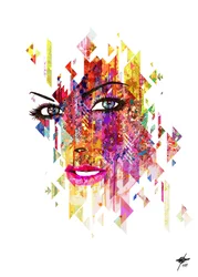 Une femme aux motifs géométriques éclatants