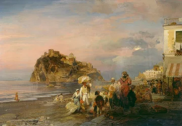 Plage au crépuscule à Ischia