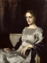 Miss Muriel Gore en robe Fortuny