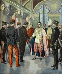 Paul Doumer reçu par le roi Rama 5 de Siam en 1899 (Gravure)