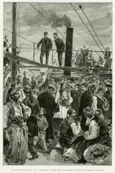 Le pont du navire. Gravure par Tofani pour illustrer l