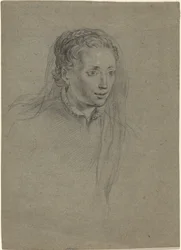 Jeune Femme avec Cheveux Tressés et Voile