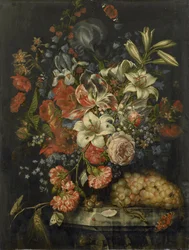 Nature morte aux fleurs et aux fruits