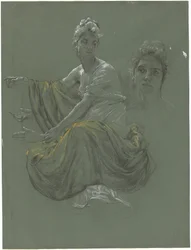 Jeune femme élégante en draperie classique