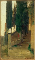 Escalier vers le monastère à Fiesole