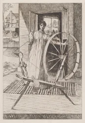 À la roue de filage, vers 1884