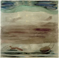 Étude pour paysage étoilé avec sommet de montagne