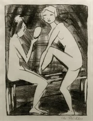 Deux nus avec miroir à main II