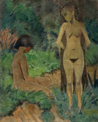 Baigneurs sous les arbres, vers 1925 (peinture à la colle sur toile)