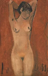 Nu féminin sur fond brun