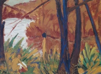 Lac forestier avec deux nus. 1915
