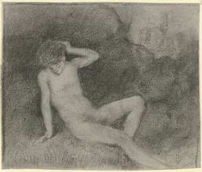 Jeune homme nu allongé dans un paysage (Narcisse ?)