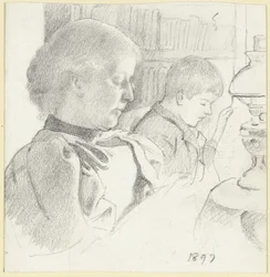 Luise Scholderer et Victor en train de lire