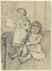 Deux enfants faisant de la musique