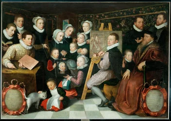 Otto Venius peignant entoure des siens …