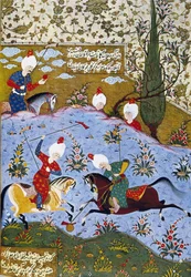 Prince jouant au polo, illustration du Divan-i Nevai, poèmes collectés par Ali Sir Nevai