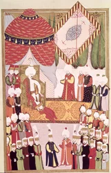 Le couronnement du sultan Sélim Ier (1466-1520), tiré du «Hünername» de Lokman