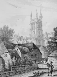 Tour du collège, bibliothèque et moulin Winchester, c.1830