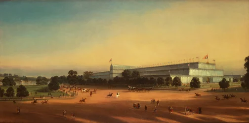 Crystal palace pendant la grande exposition de 1851, Hyde Park, Londres (huile sur toile)