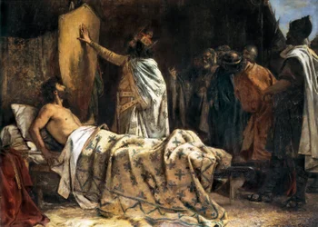 Mort du comte Wilfred le Velu (840-897), fin 19e - début 20e siècle (huile sur toile)