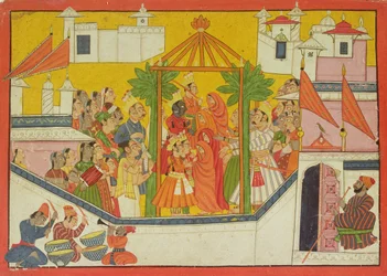 Le mariage de Rama et de ses frères du Sangri Ramayana, Kulu-Mandi, Himachal Pradesh, 1760-65