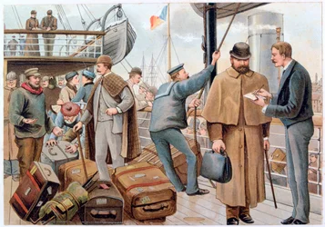 Passagers rejoignant un paquebot P&O sur la Tamise